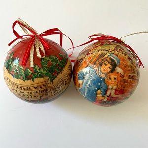 Vintage Paper Mache Christmas Ornament Baubles